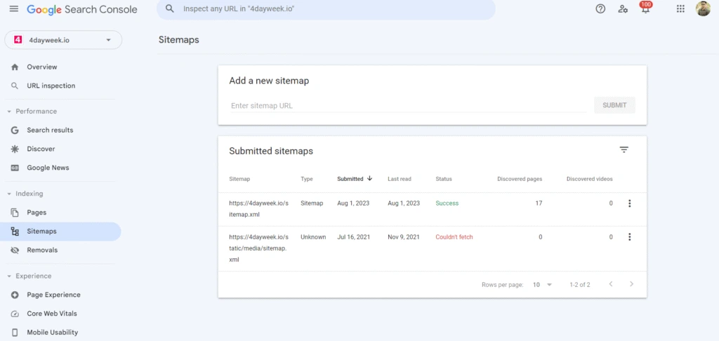 4 Day Work Week Sitemap Issue