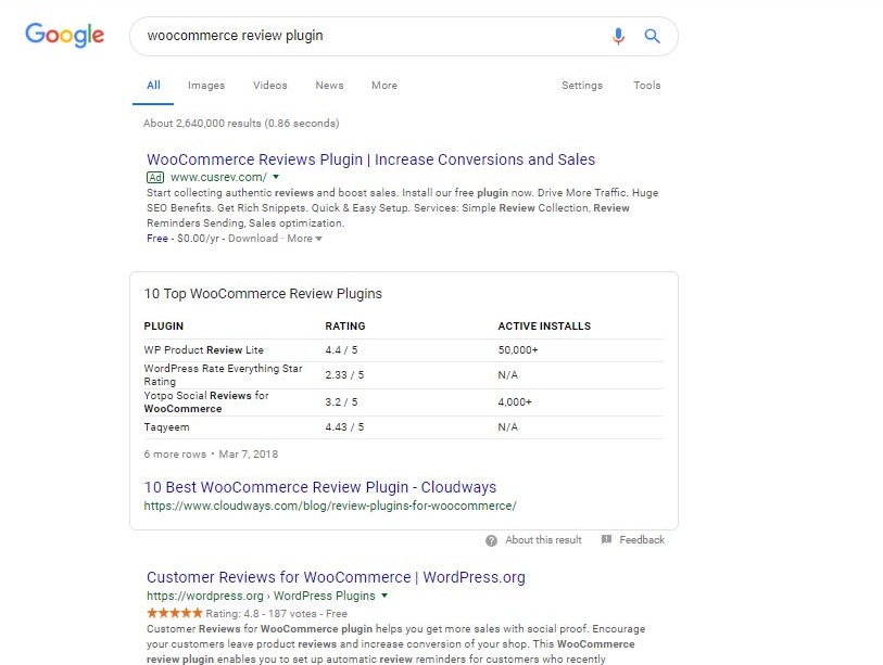 Answer box WooCOmmerce review