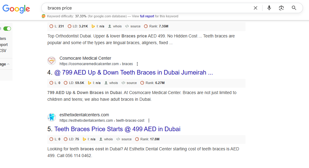 braces-price-keyword-ranking