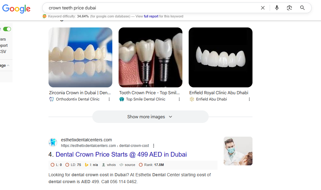 crown-teeth-price-dubai-keyword-ranking