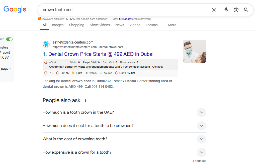 crown-tooth-cost-keyword-ranking