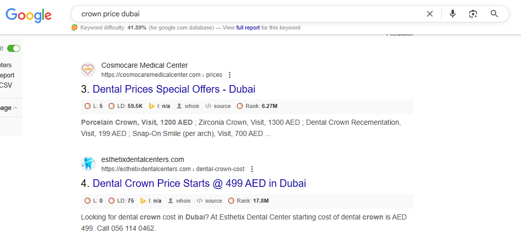 crwn-price-dubai-keyword-ranking
