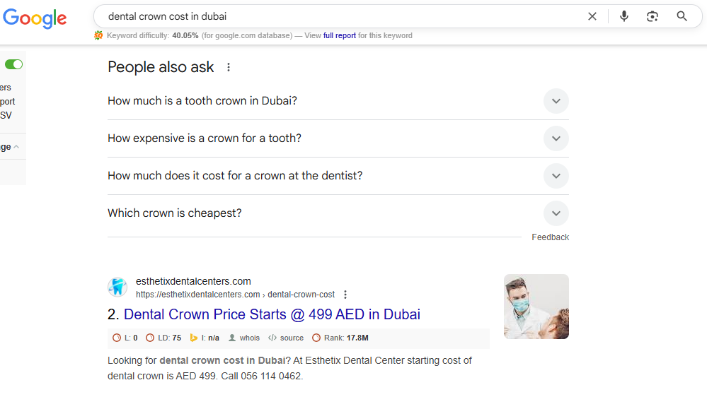dental-crown-cost-dubai-keyword-ranking