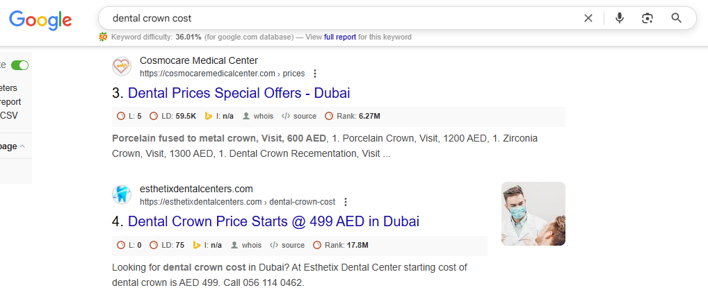 dental-crown-keyword-ranking
