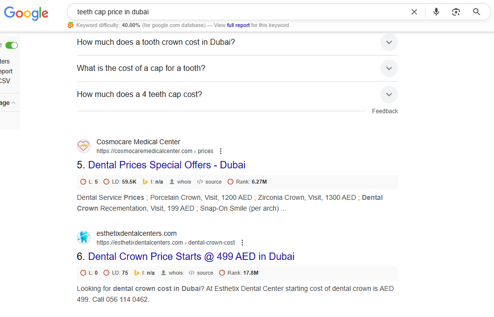 teeth-cap-price-keyword-ranking