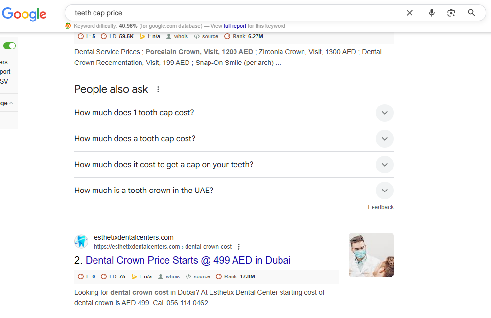 teeth-cap-price-keyword-rankings