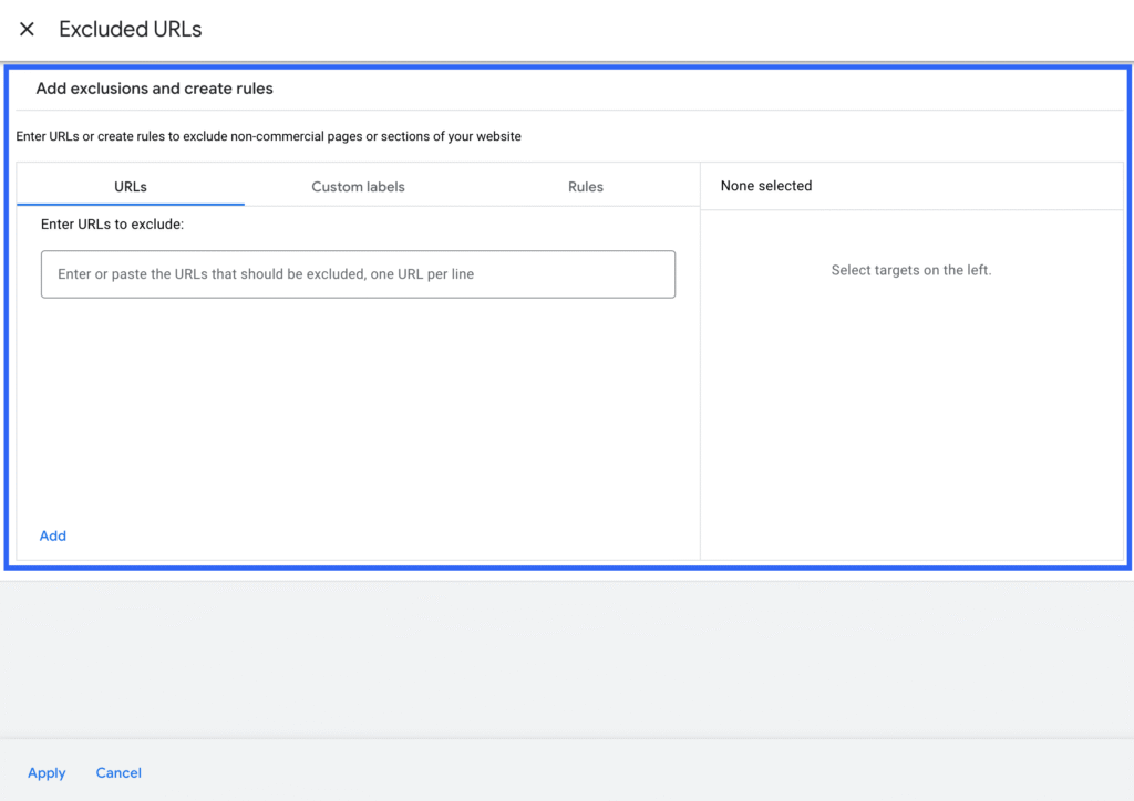 URL Contains Exclude Rules